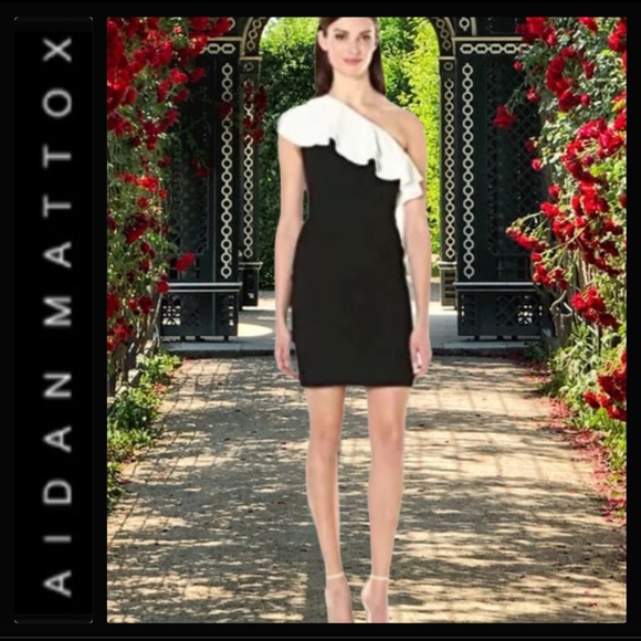 Aidan Mattox Dresses & Skirts - Aiden Mattox One Shoulder Ruffle Cocktail Dress